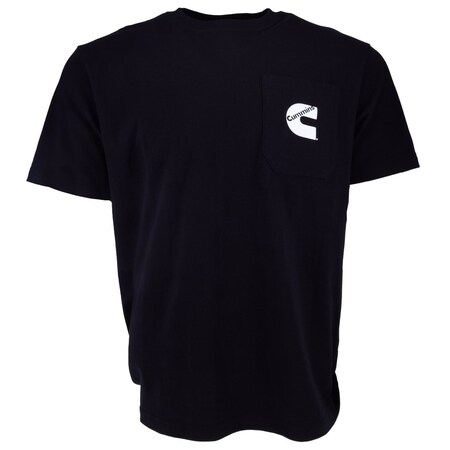 Cummins Men Standard Short Sleeve Pocket Tee, Black, Small